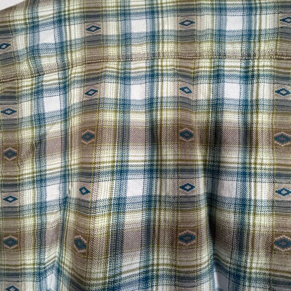 Ariat Retro Fit Mens Plaid Long Sleeve Button-Up Snap Shirt Medium Brown/Blue - Picture 3 of 12